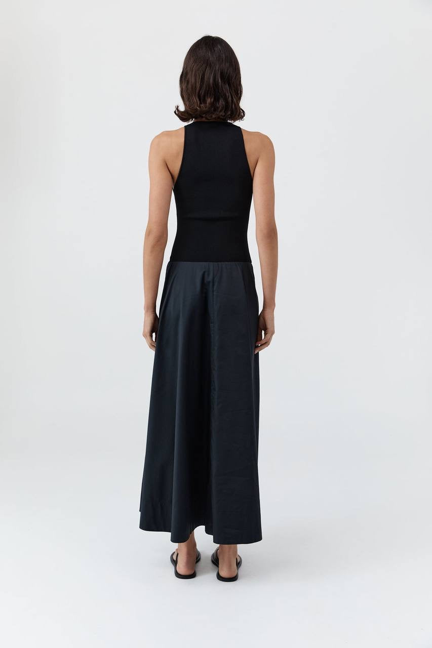 SA Knit Bodice Asymm Viscose-blend Midi Dress