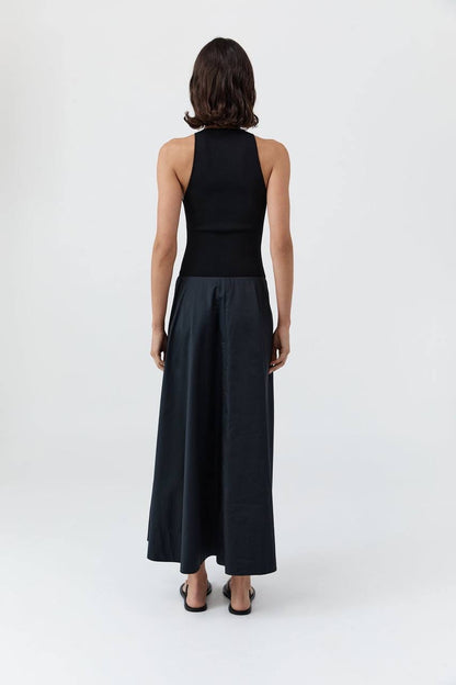 SA Knit Bodice Asymm Viscose-blend Midi Dress