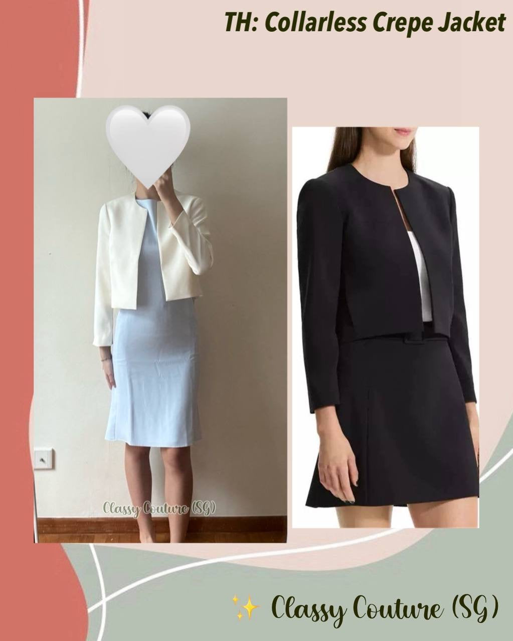 TH Collarless Crepe Jacket