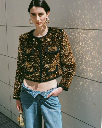 SALE! SP Gold Sequin Cropped Jacket