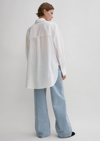 TOT Kimono-Sleeve Cotton Shirt White