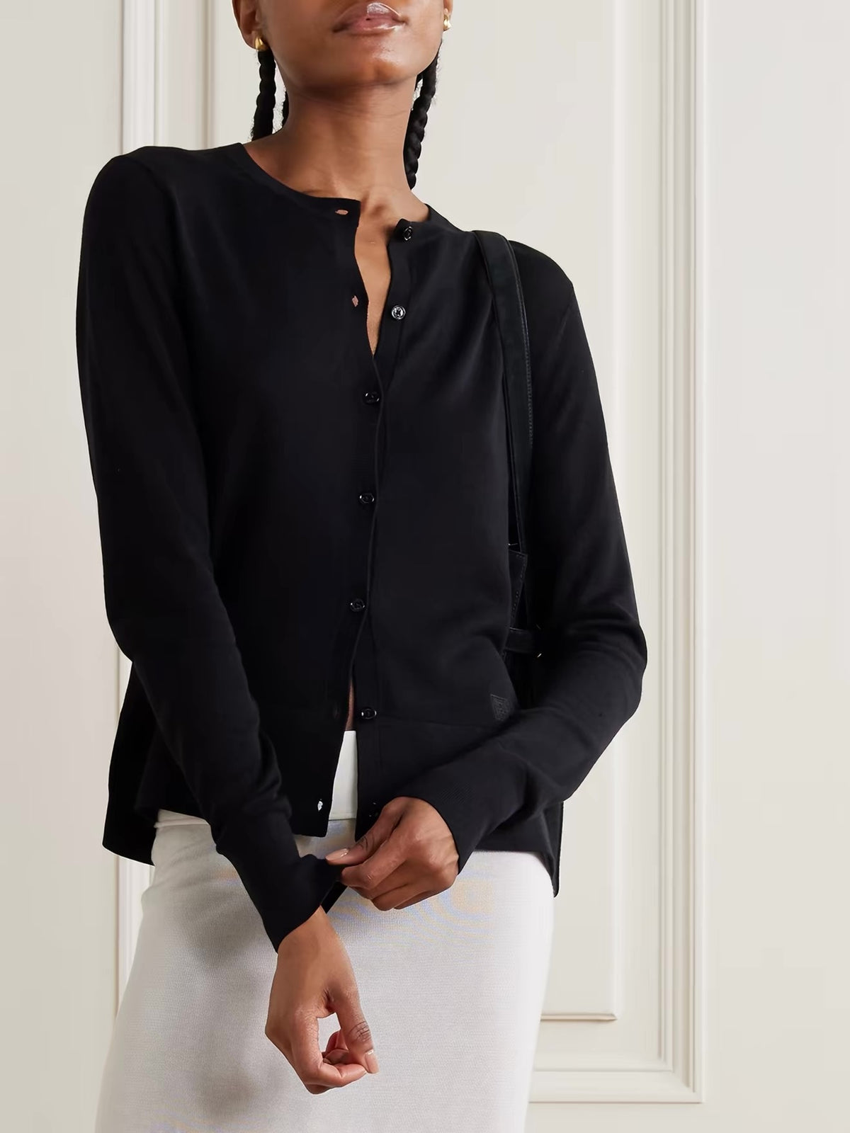 TOT Fine Knit Tencel-cashmere Slim Cardigan