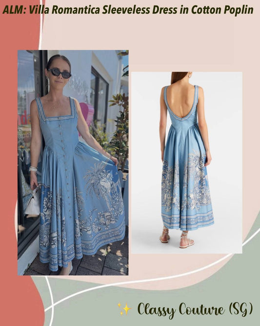 ALM Villa Romantica Sleeveless Cotton Poplin Scoop back Midi Dress