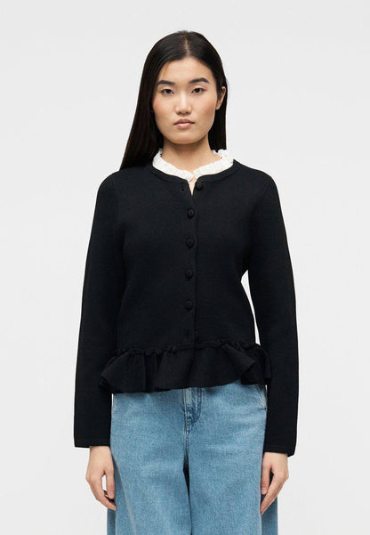 SD Removable Collar Viscose-blend Peplum Cardigan