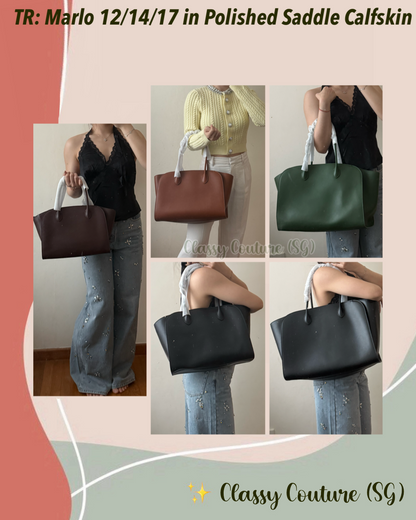 4 Colors! TR Marlo 12/14/17 Bag in Polished Saddle Calfskin Leather