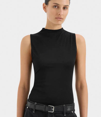 STL Jacques Mesh Sleeveless Mock Neck Tank Top