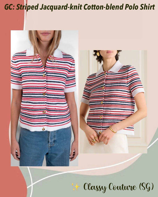 GC Striped Jacquard-knit Cotton-blend Polo Shirt