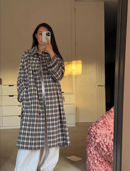 TR Tavishina Checked Silk-Cotton-Blend Poplin Coat