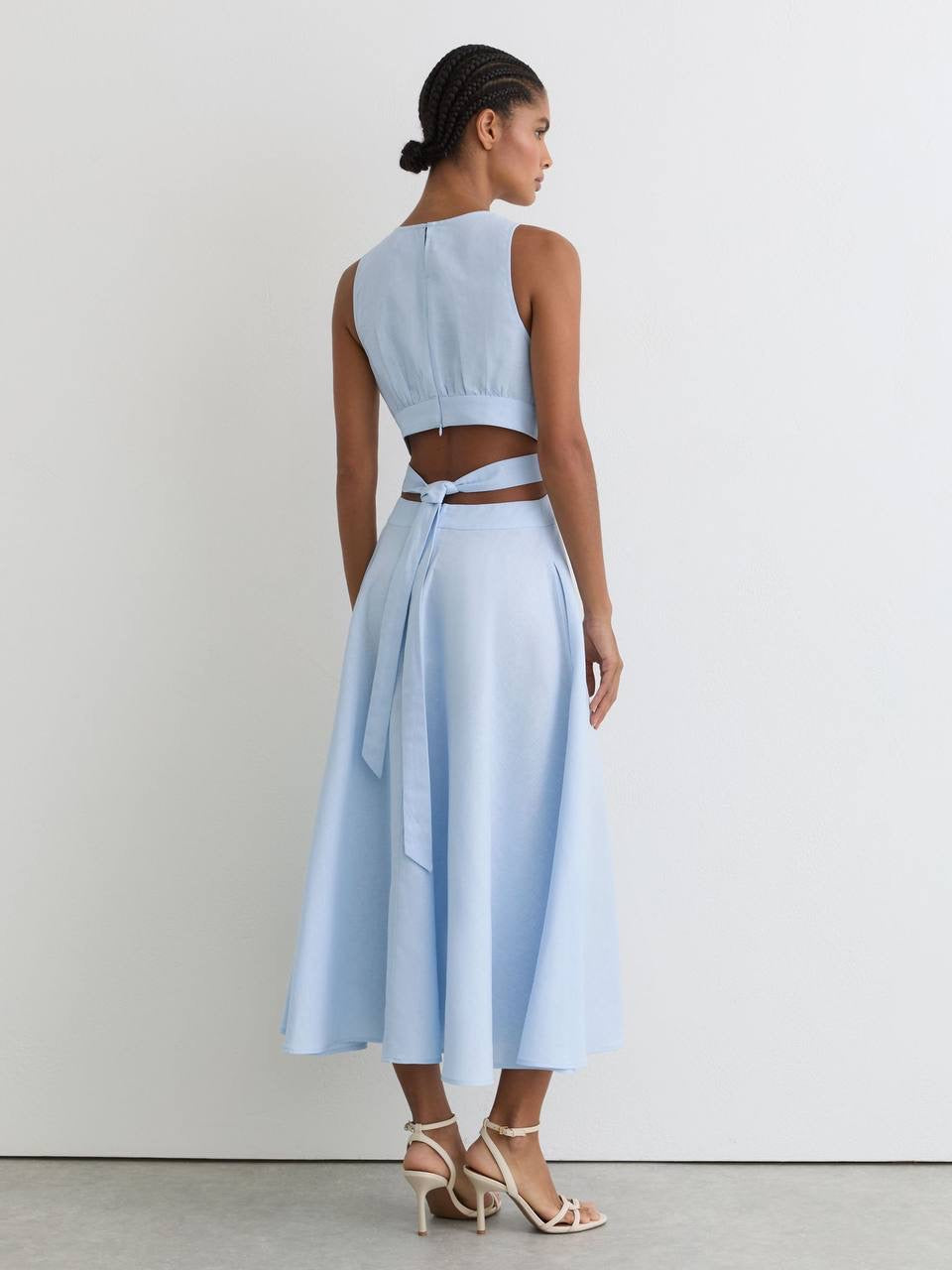 RS Hazel Linen-Cotton Cut-Out Midi Dress