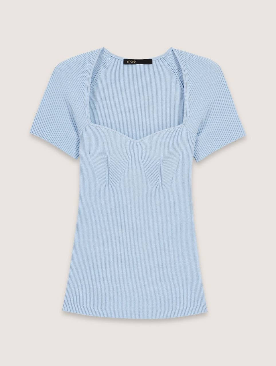 MJ Moka Rib Knit Sweetheart Shirt Top