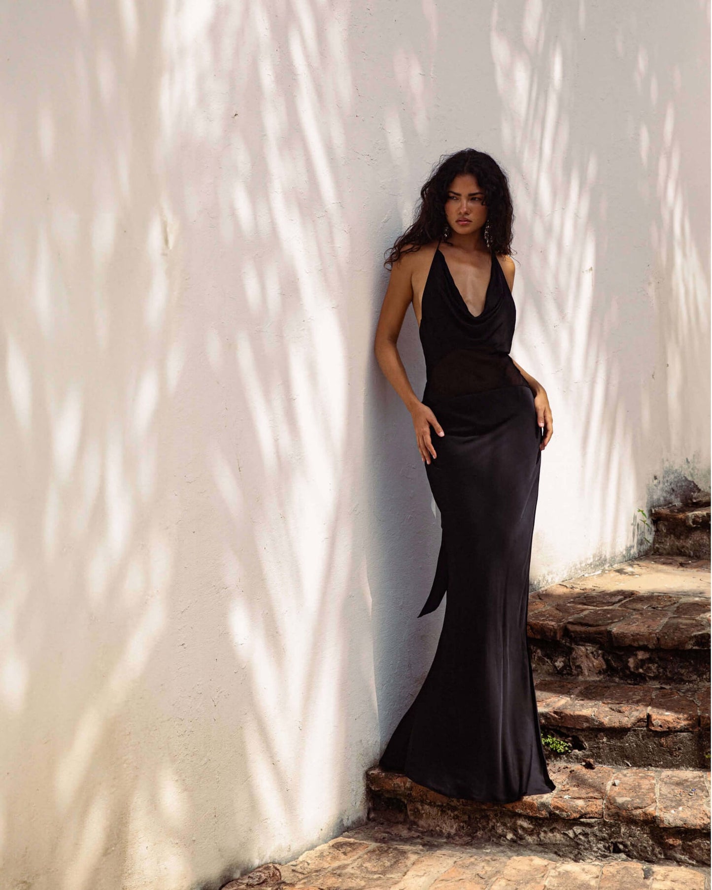RB Orchid Cowl Halter Viscose Maxi Dress
