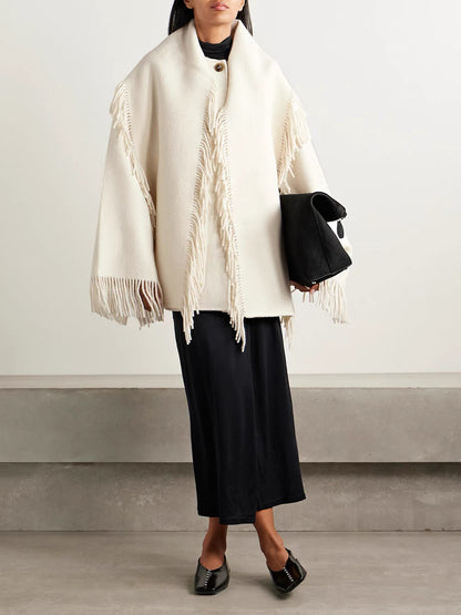 Tot Fringed Wool-Blend Scarf Jacket