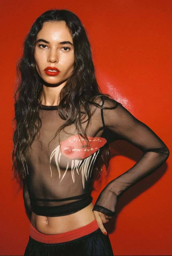 SALE! SL Silk Mesh Long Sleeve Top in Daybreak | Hot Lips