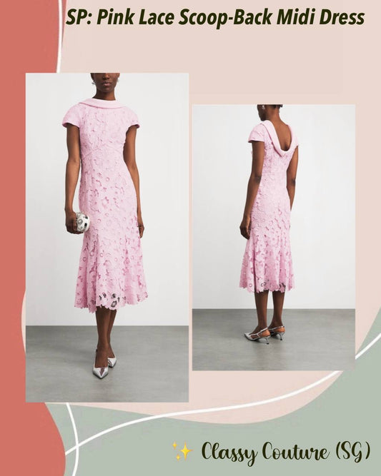 SP Pink Lace Scoop-Back Midi Dress
