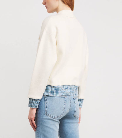 SD Bouclé Denim-Trim Cardigan Jacket