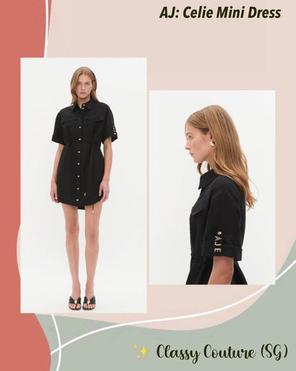 AJ Celie Linen-blend Shirtdress Mini Dress