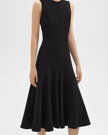 TH Sleeveless Fit-and-Flare Mermaid Midi Dress in Admiral Crepe