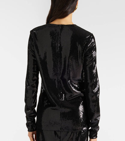 TOT Sequin Curved Sequin Tank | Long Sleeve Shirt | Low-waist Column Midi Skirt | Set