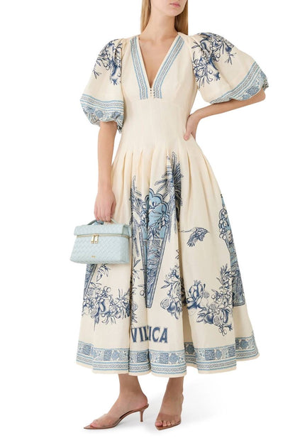 ALM Villa Romantica Linen-Viscose Corset Dress
