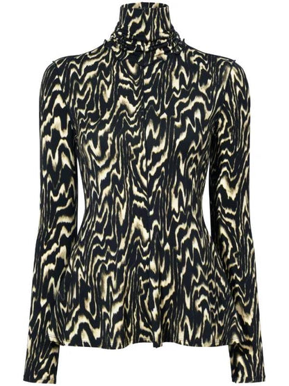 PS Audrey Printed Jersey Turtleneck Top