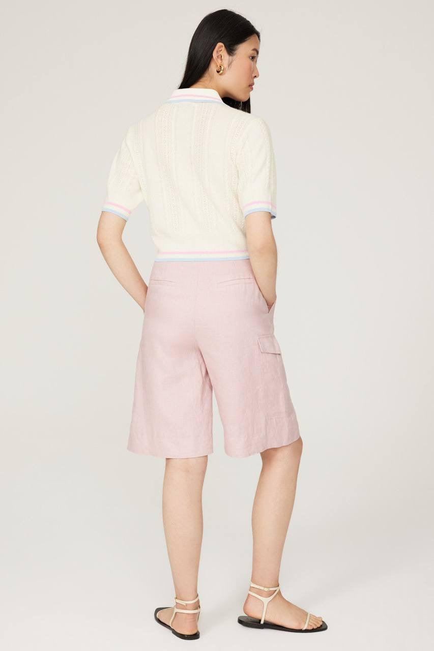 SD Loire Polo Stripe-detail Wool-Cashmere Knit Cropped Sweater Top