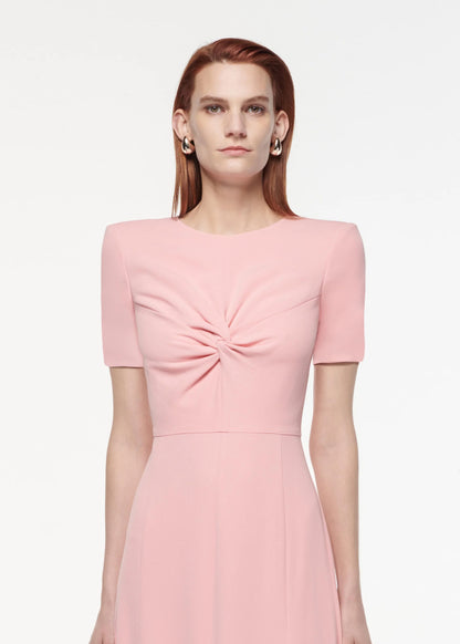 RM Short Sleeve Light Cady Midi Dress Twist Light Pink