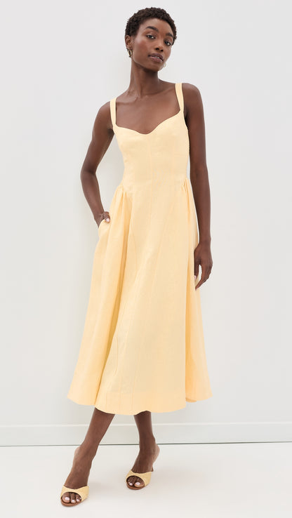 5 Colors! Ref Birdie Linen Midi Dress