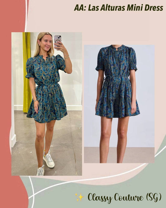 AA Las Alturas Cotton Mini Dress in Malene Floral Olive