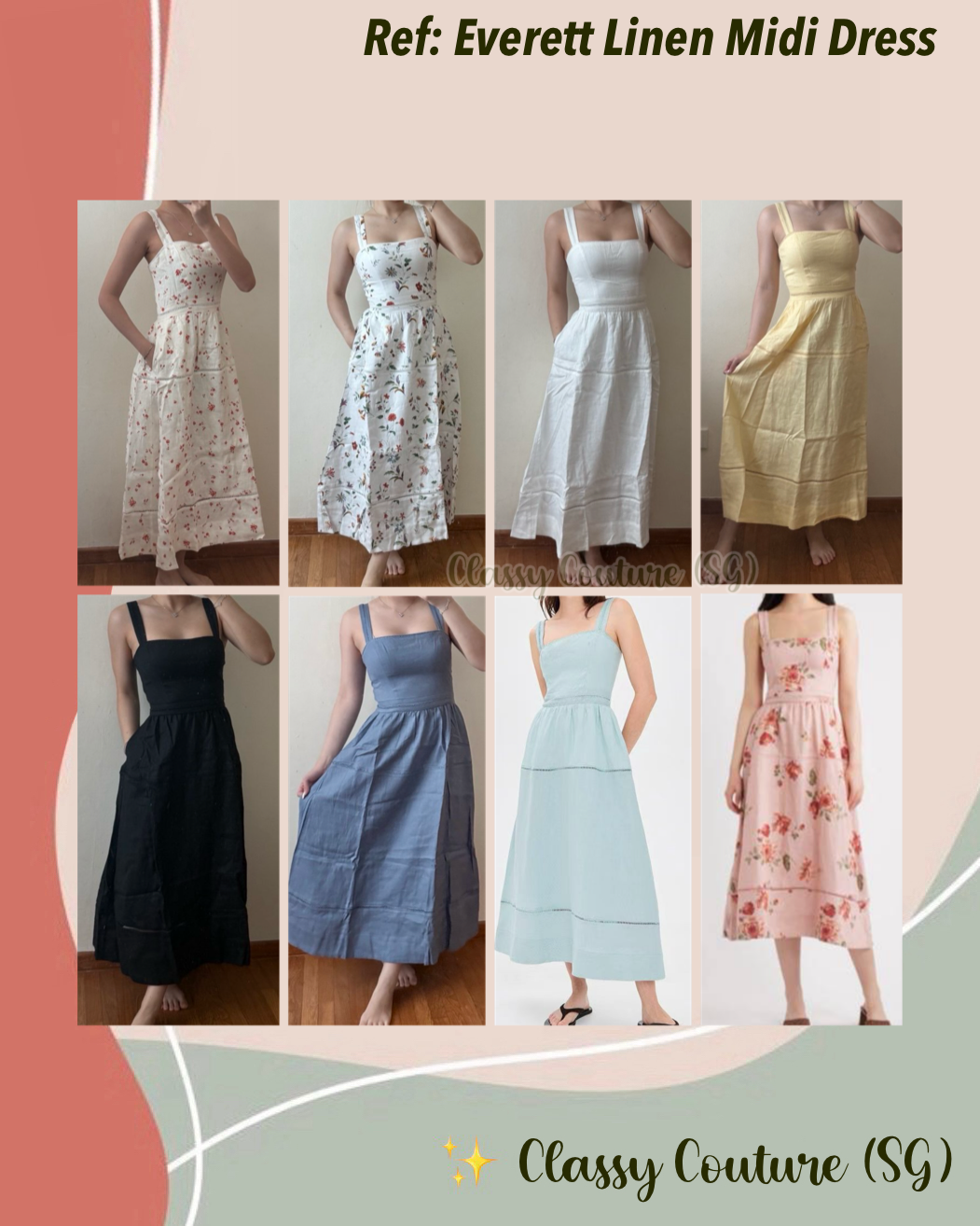 8 Colors! Ref Everett Linen Midi Dress