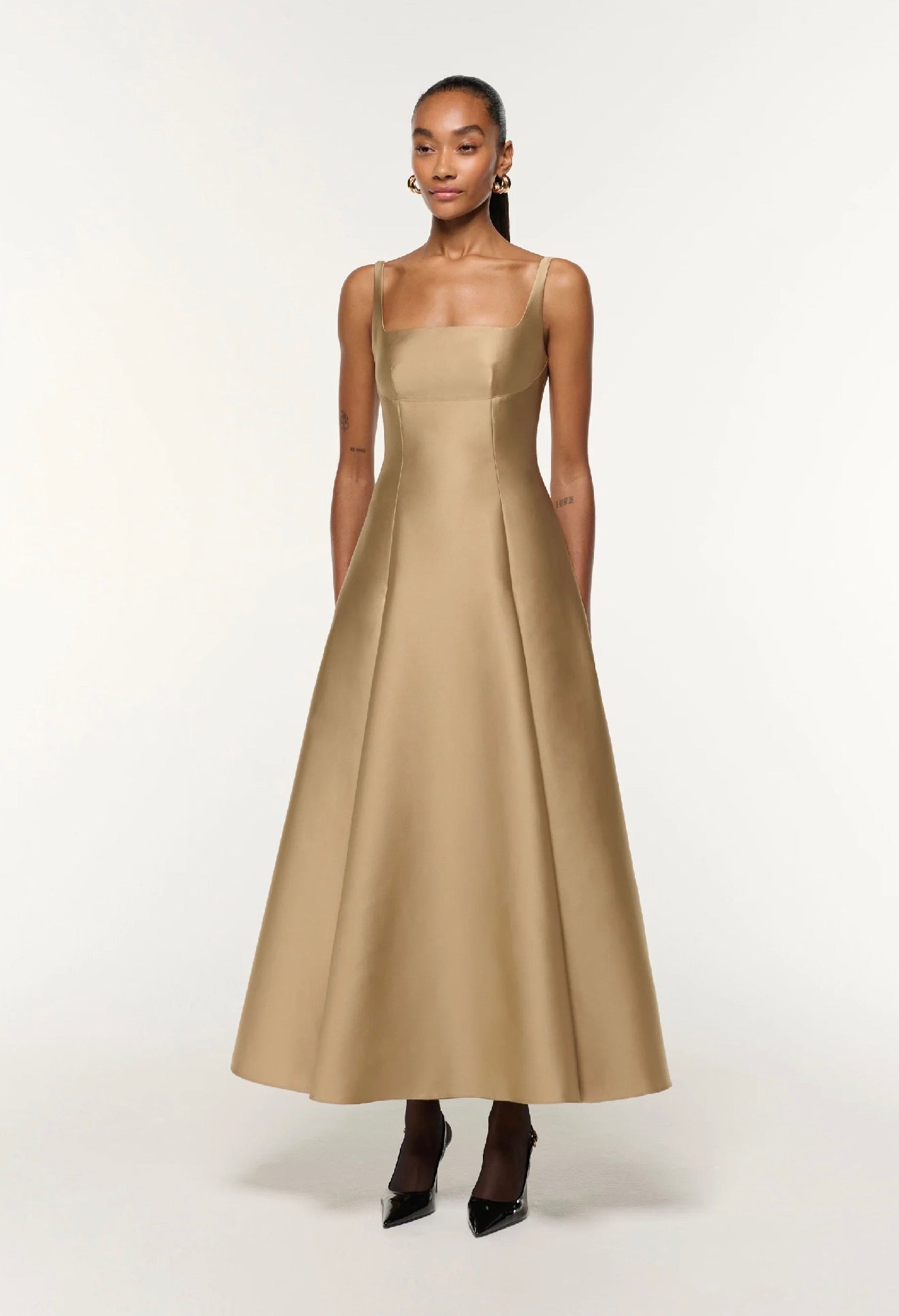 RM Square Neckline Silk-Taffeta Ceremony Midi Maxi Dress