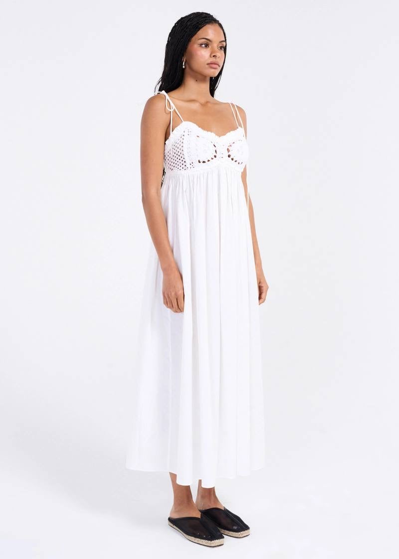 TG Kirsten Crochet Cotton Sundress Maxi Dress | Cami Babydoll Peplum Top