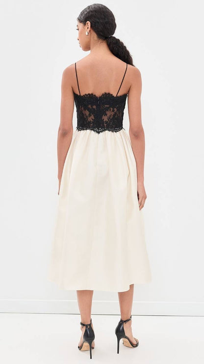 SP Taffeta and Lace Midi Dress