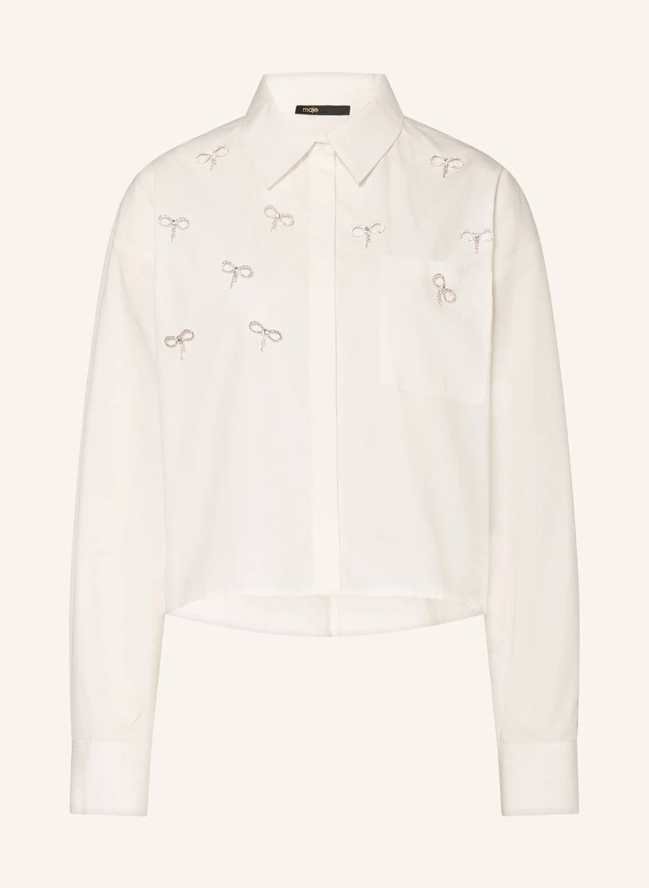 MJ Cineuli Jewel Bow Cropped Long Sleeve Shirt