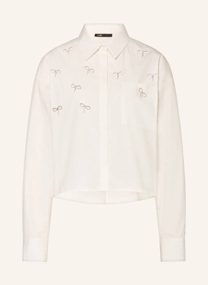 MJ Cineuli Jewel Bow Cropped Long Sleeve Shirt