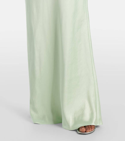 SP Satin Floral Appliqué Cowl Neck Maxi Dress