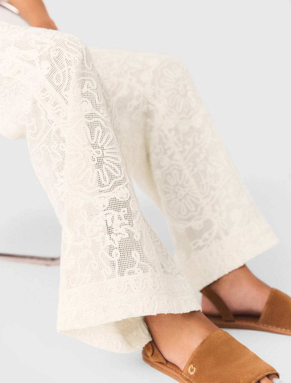 MJ Laros Guipure Lace Sleeveless Jacket Vest Top | Paros Trousers Pant | Cotton Set