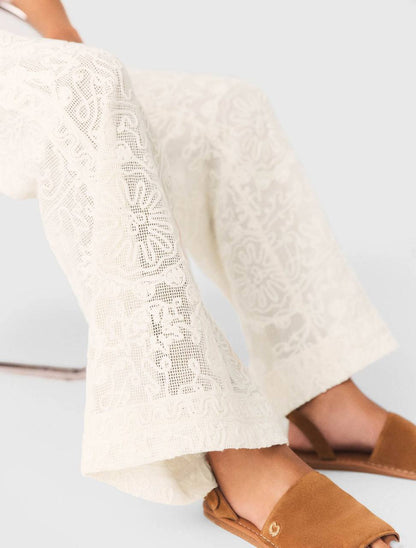 MJ Laros Guipure Lace Sleeveless Jacket Vest Top | Paros Trousers Pant | Cotton Set