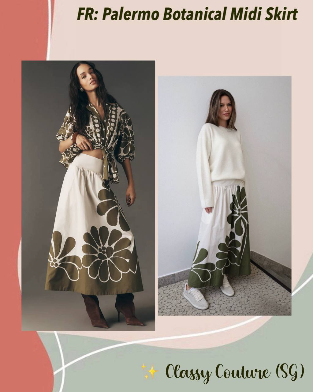 FR Palermo Botanical Cotton Midi Skirt