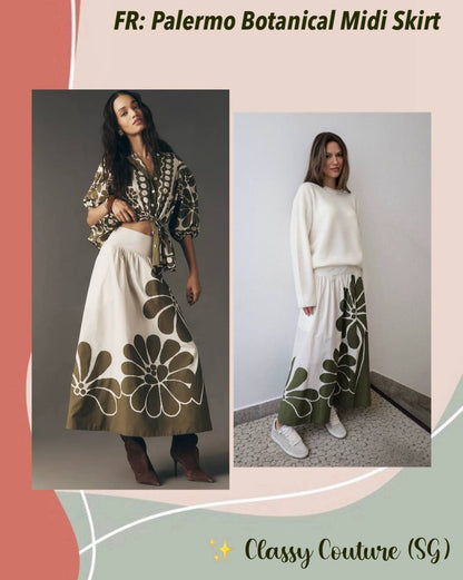 FR Palermo Botanical Cotton Midi Skirt
