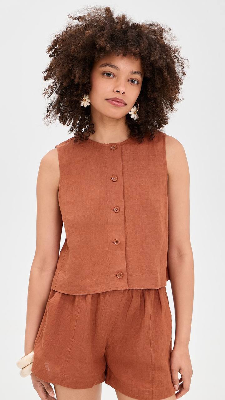 AA: Godet Linen Tank | Mar Shorts in Harissa