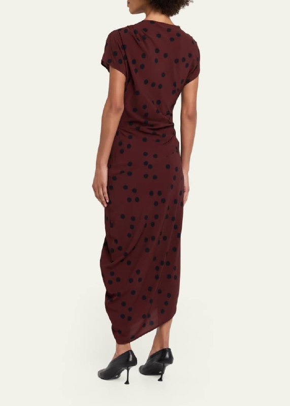 PS Ren Dress in Printed Dot Stretch Viscose