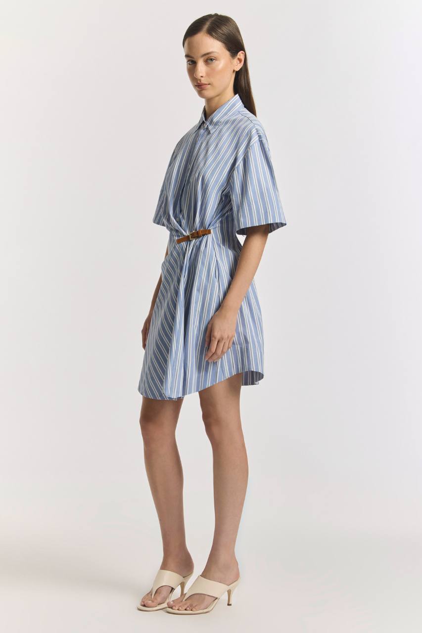 VW Peaches Mist Stripe Cotton Mini Dress Shirtdress