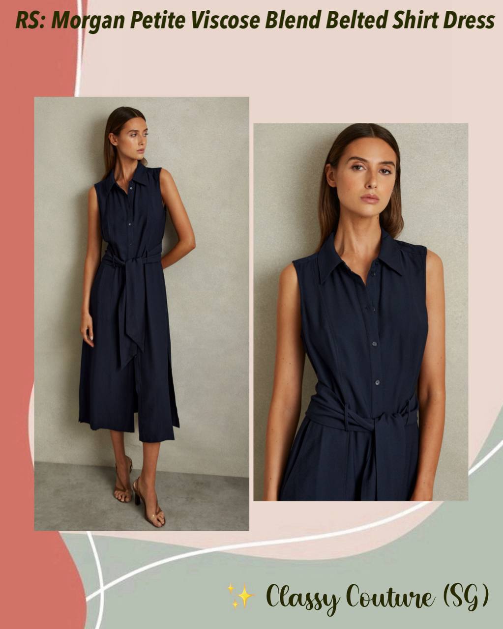 RS Morgan Petite Viscose Blend Belted Shirt Dress
