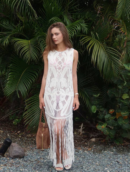 TG: Kim Fringed Crochet Dress