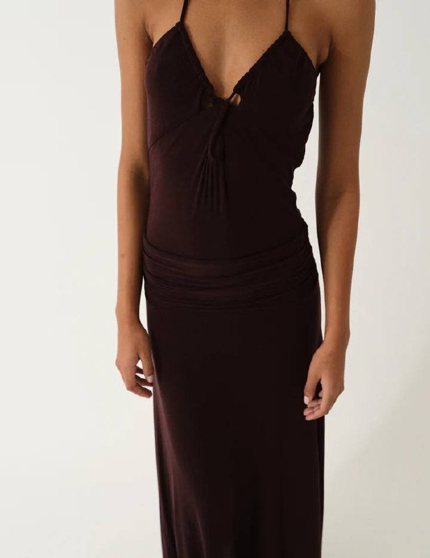 Breanna Bandeau Cut-out Halter Lyocell-wool blend Midi Dress
