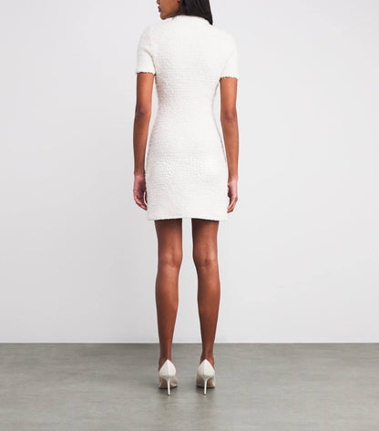 SP Ivory Textured-Knit Mini Dress