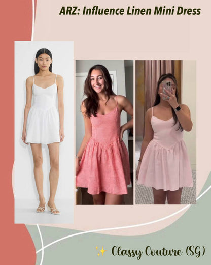 3 Colors! ARZ Influence Linen Mini Dress