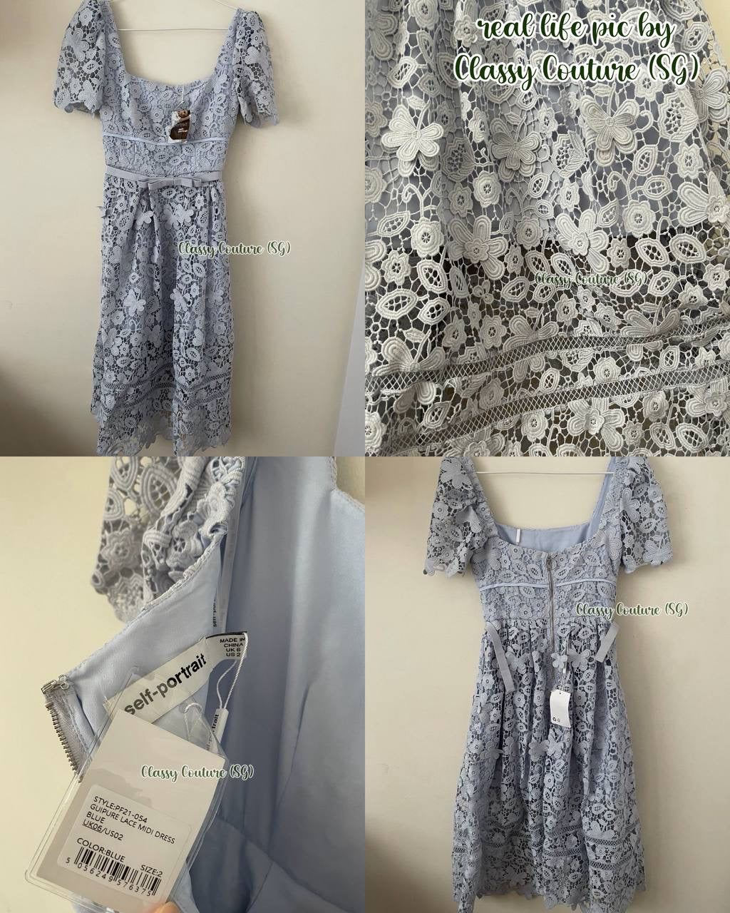 SALE! SP Blue Guipure Lace Midi Dress