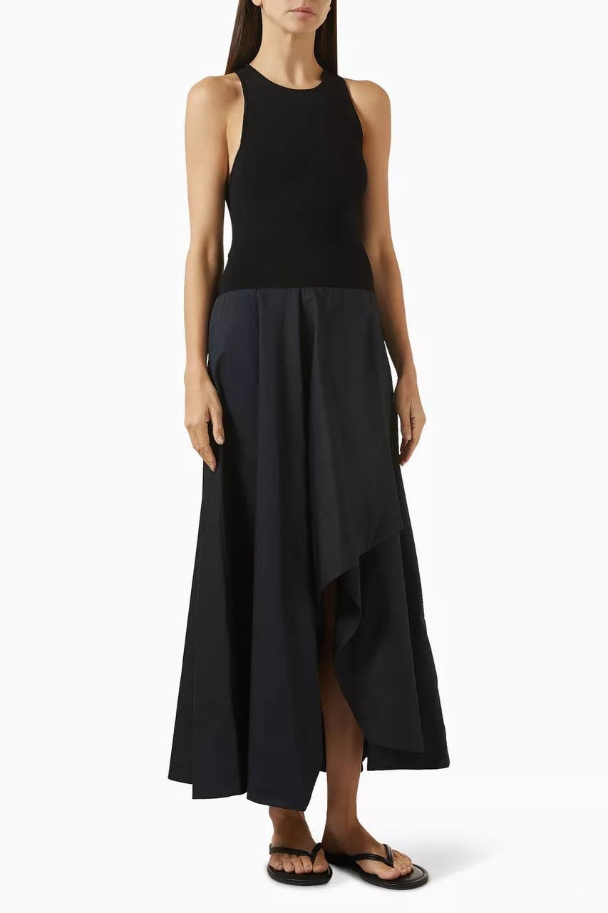 SA Knit Bodice Asymm Viscose-blend Midi Dress