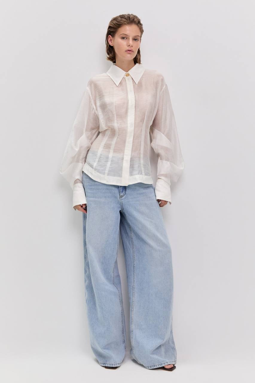 AJ Murphie Linen Blend Tailored Long Sleeve Shirt